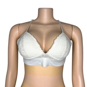 Pink By Victoria's Secret Lightly Lined Lace Bralette Size S/P Cream